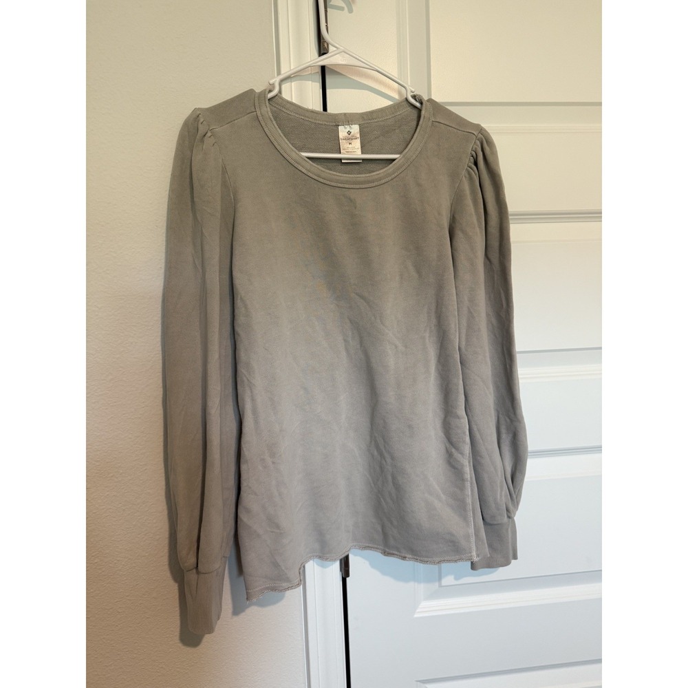 Members Mark Fashion Sleeve Sweatshirt Size Med Crewneck Pullover Light Gray